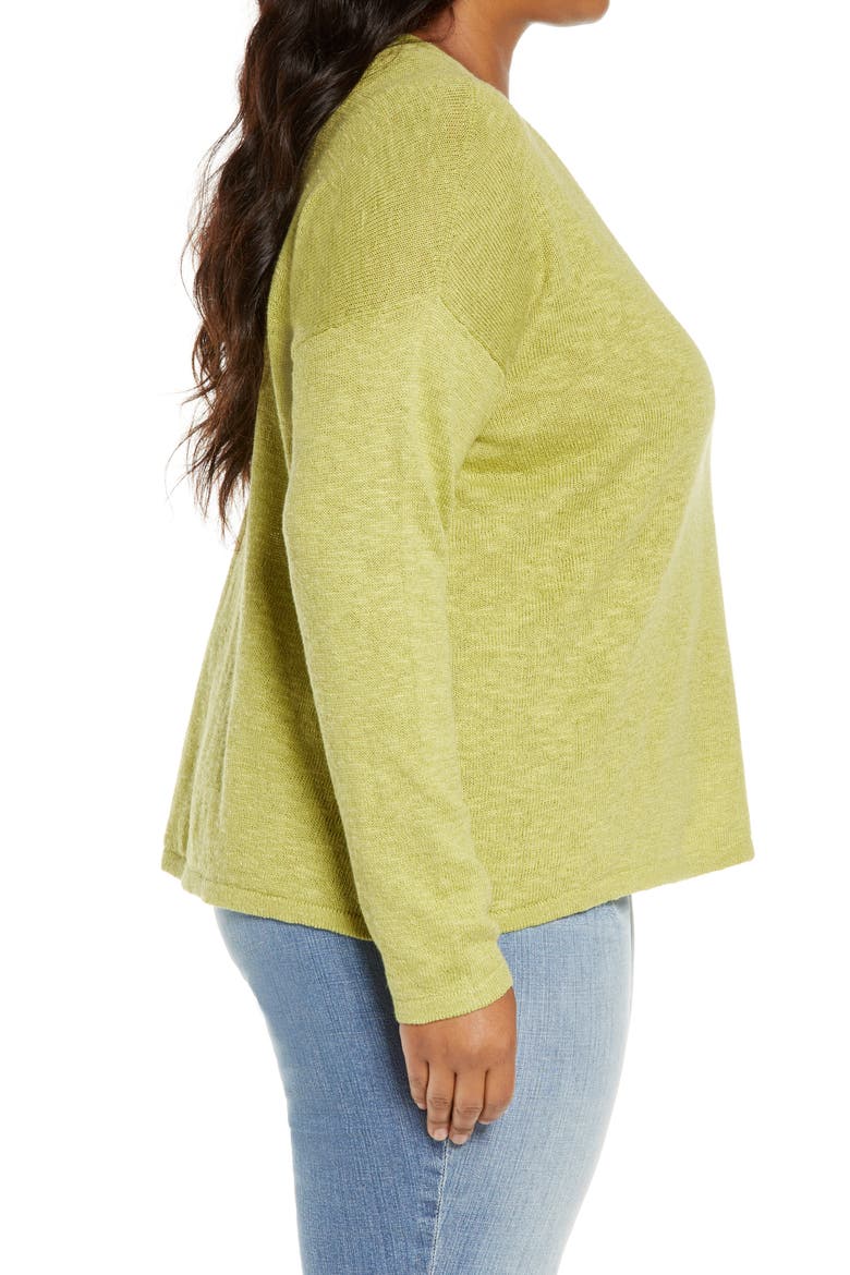 V-Neck Boxy Organic Cotton & Linen Sweater, Alternate, color, FIELD