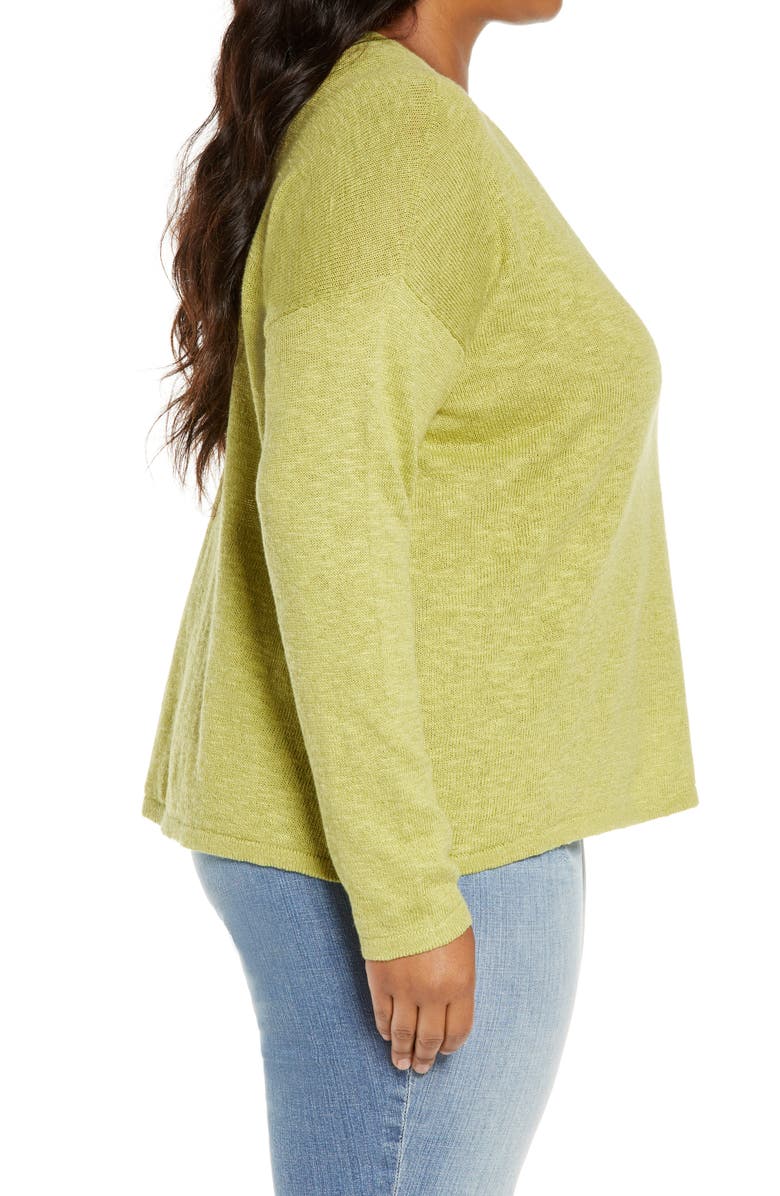 Eileen Fisher V-Neck Boxy Organic Cotton & Linen Sweater, Alternate, color,