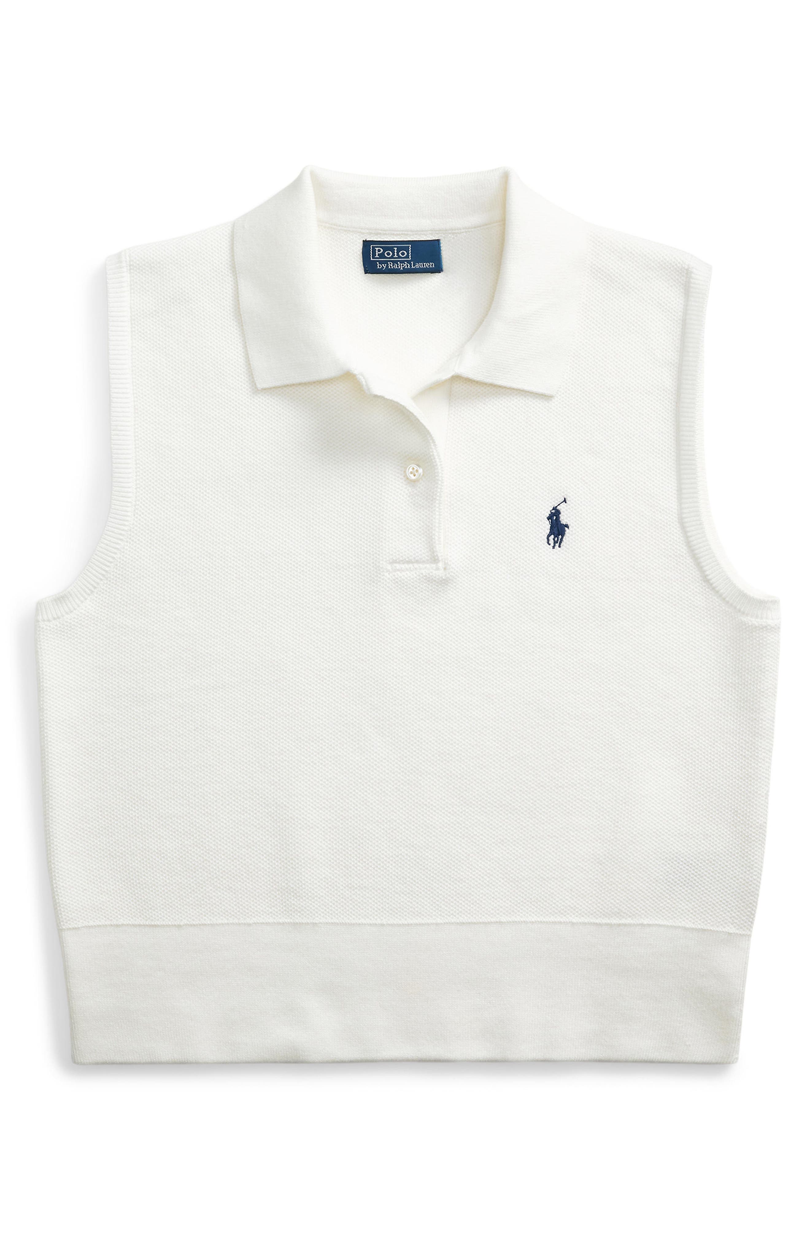 Polo Ralph Lauren Sleeveless Cotton Blend Piqué Polo Sweater