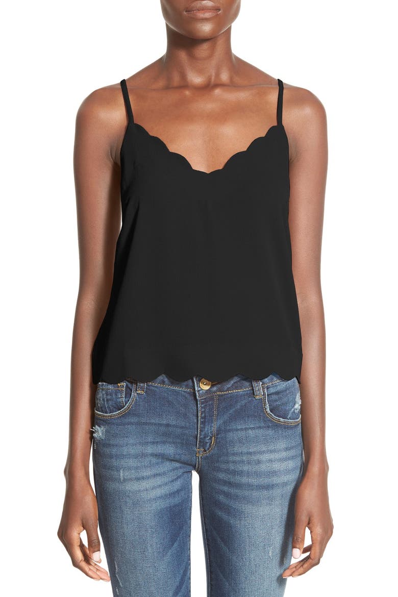 Scallop Edge Camisole, Main, color, BLACK