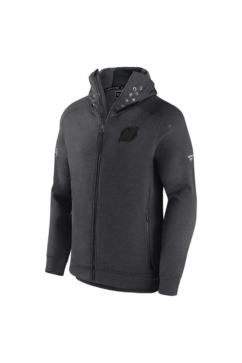 Men's Fanatics Branded Heather Charcoal New Jersey Devils Authentic Pro Road Tech Full-Zip Hoodie Jacket, Alternate, color, Charcoal