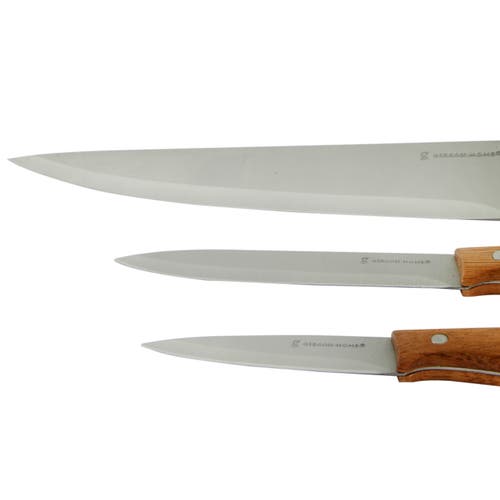 Gibson Home Seward 3 Piece Stainless Steel Cutlery Set With Wood Handles In Brown