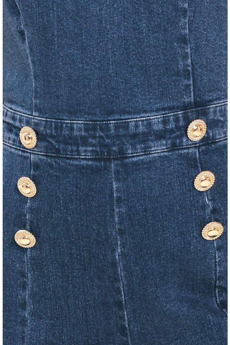 Halter Neck Wide Leg Denim Jumpsuit, Alternate, color, MEDIUM INDIGO