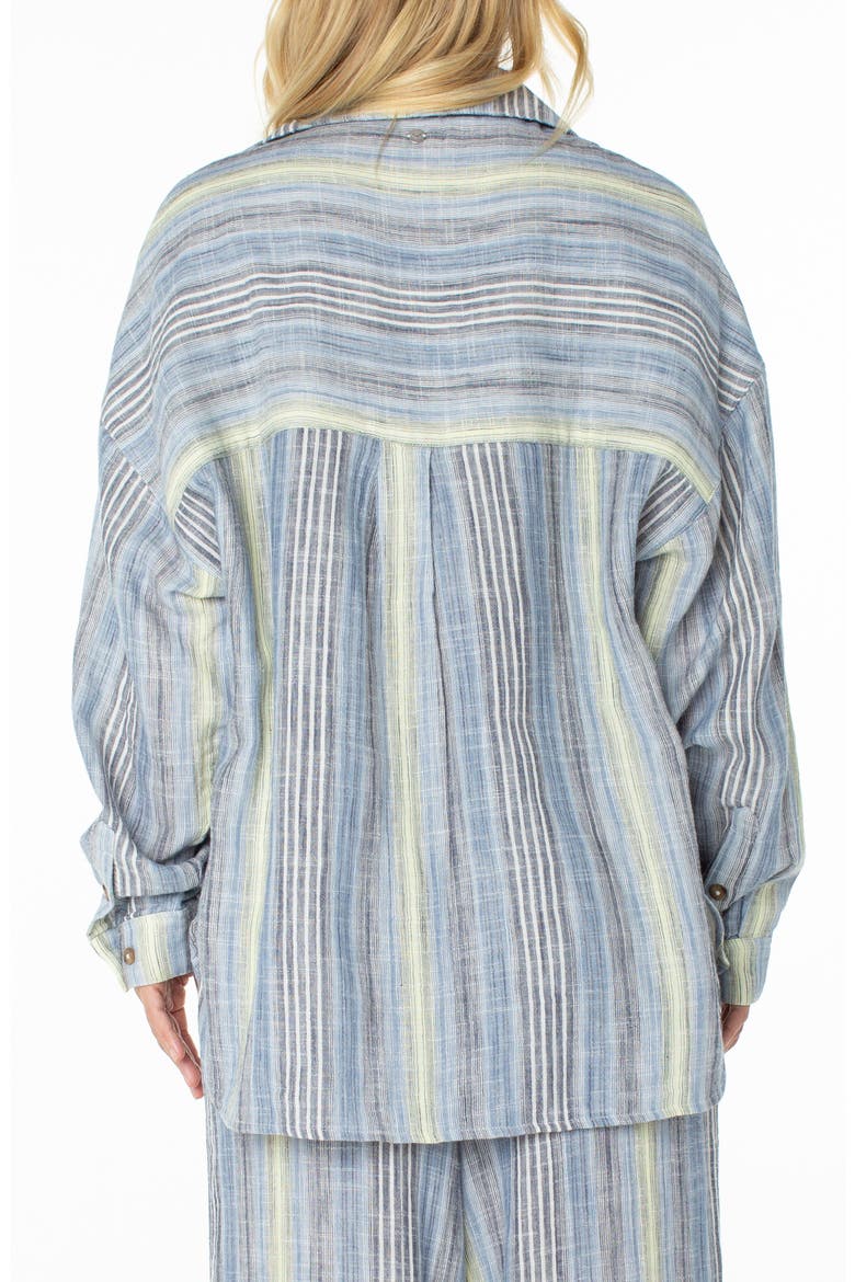Lets Get Away Striped Cotton Button-Up Shirt, Alternate, color, MOOD INDIGO