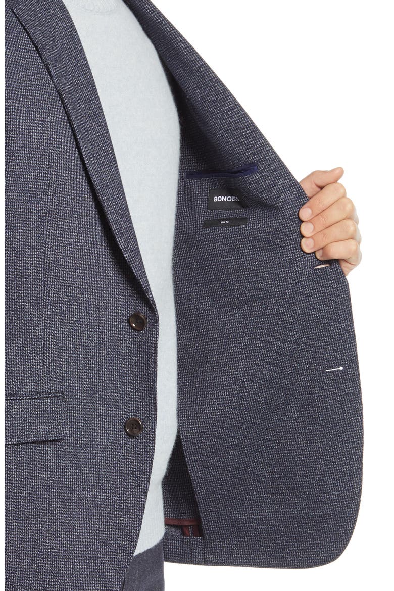 Slim Fit Houndstooth Sport Coat, Alternate, color, NAVY SHEPARDS CHECK