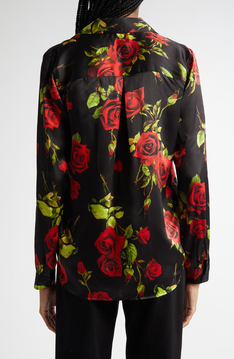 L'AGENCE Tyler Rose Print Silk Shirt, Alternate, color, 