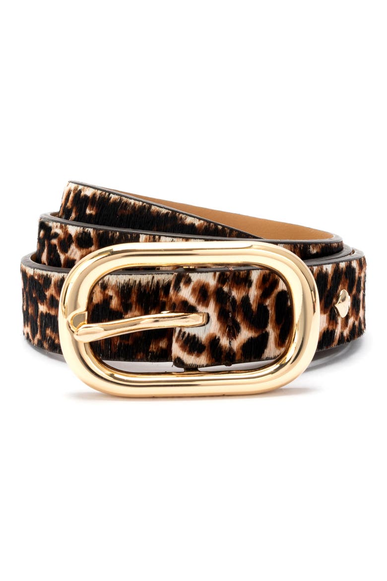 molten buckle genuine calf hair belt, Main, color, DOWNTOWN LEOPARD