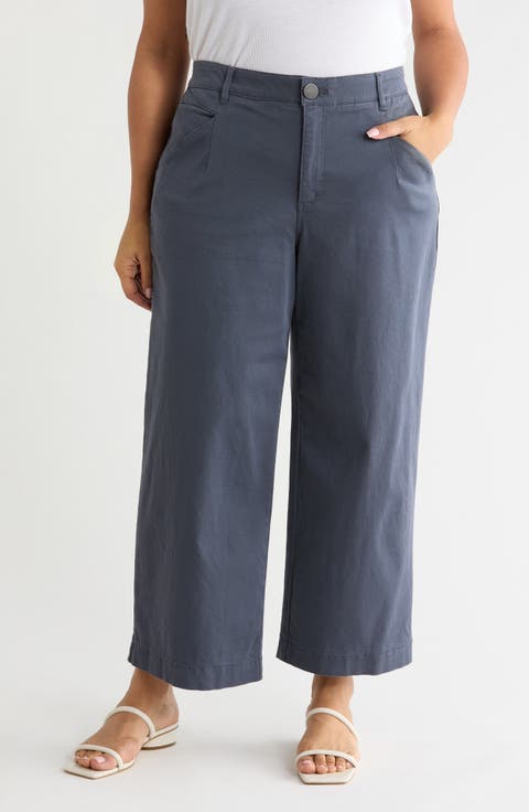 Wyatt Skyrise Crop Wide Leg Twill Pants (Plus)