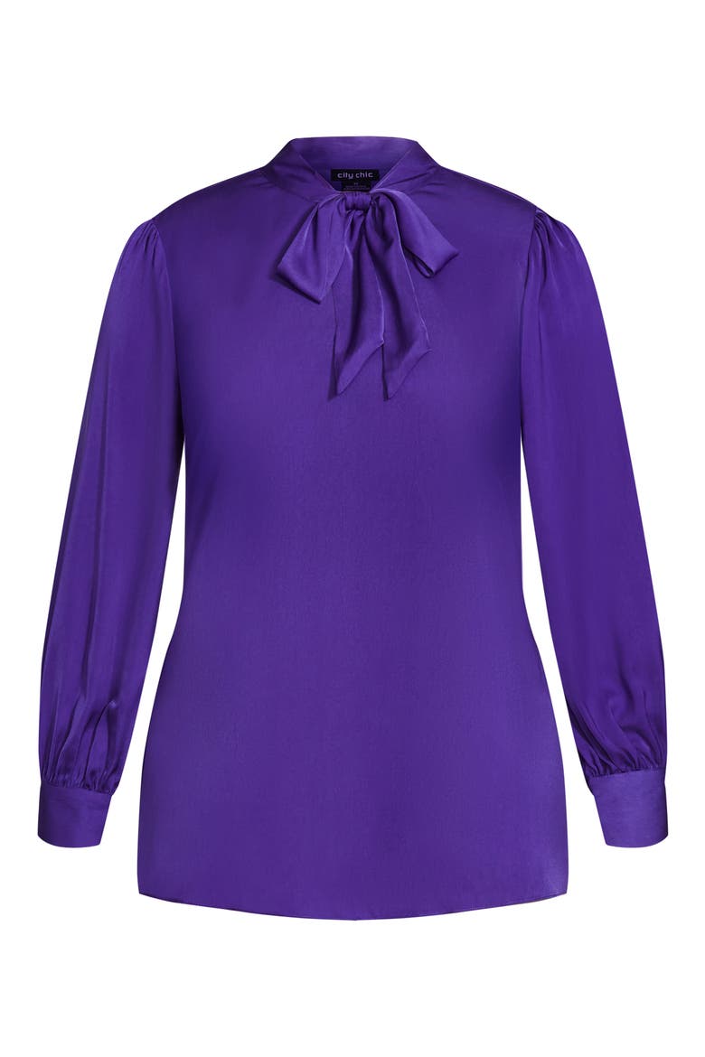 Chana Charmeuse Bow Blouse, Alternate, color, PURPLE