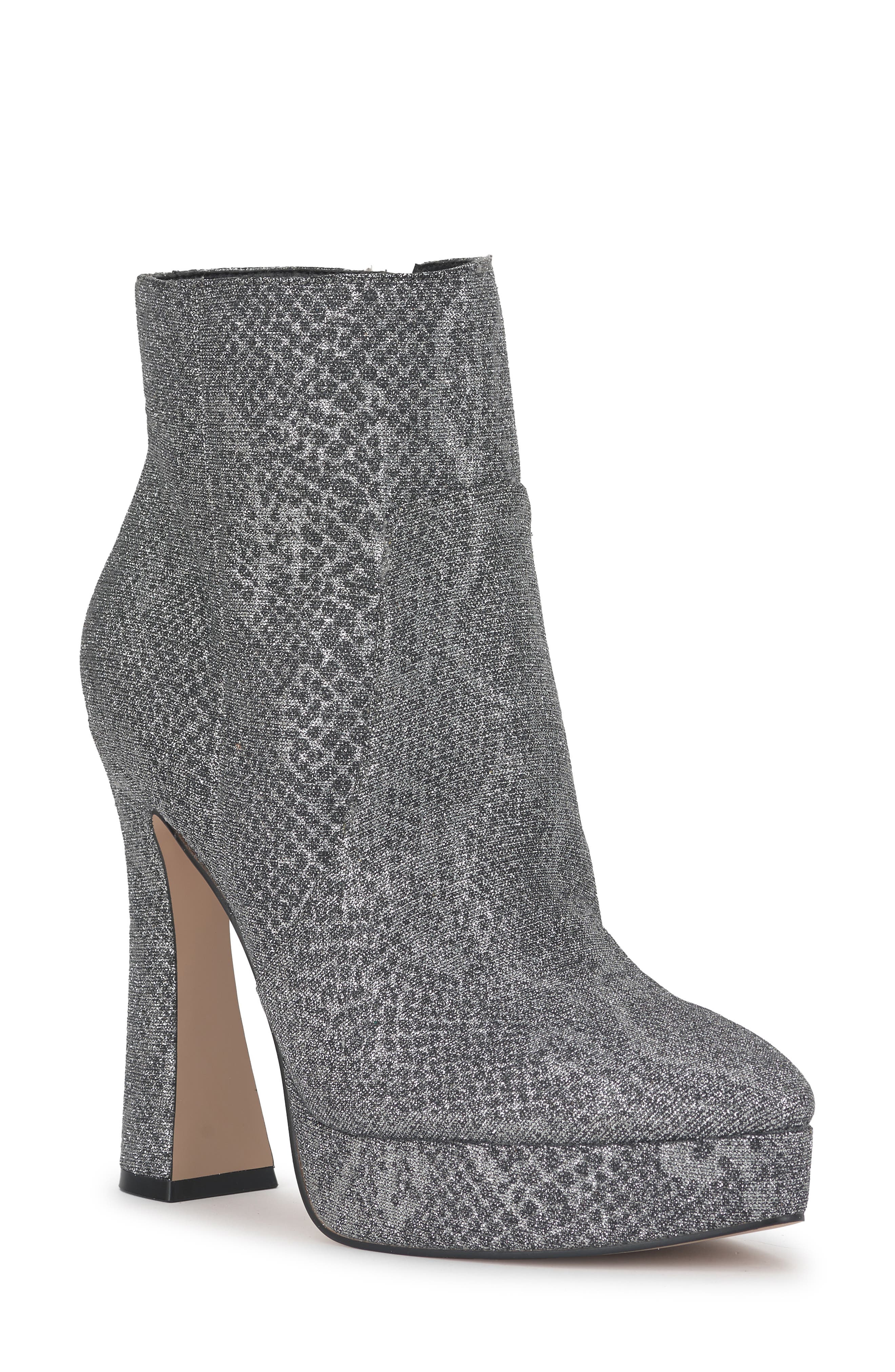 Nerix Croc Embossed Platform Bootie, Main, color, PEWTER