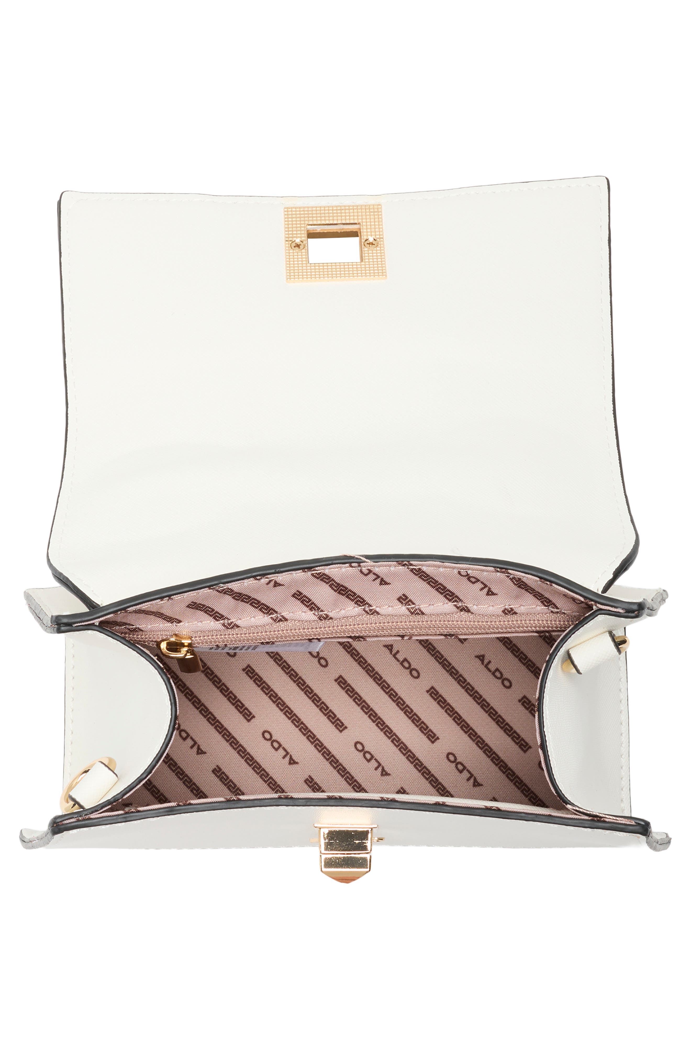 ALDO Lefteye Denim Top Handle Bag, Alternate, color, White