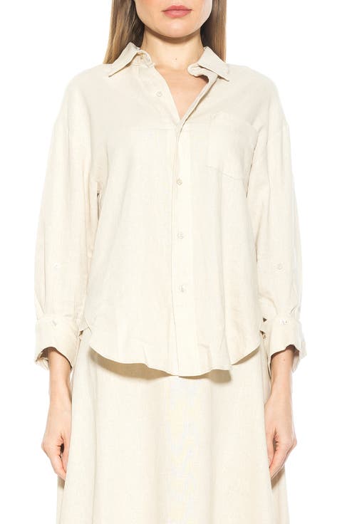 Amber Oversize Linen & Cotton Button-Up Shirt