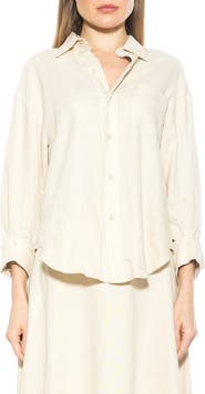 Alexia Admor Amber Oversize Linen & Cotton Button-Up Shirt