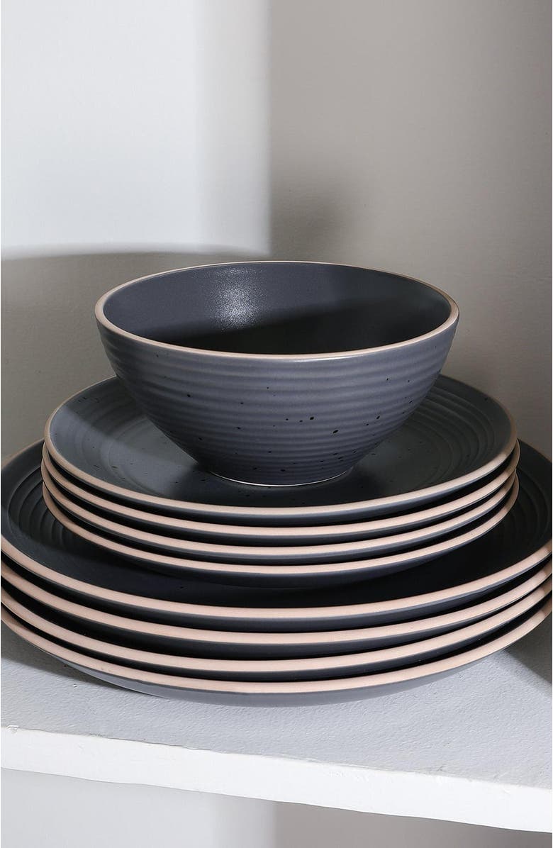 Stone Lain Lauren Stoneware 16-Piece Dinnerware Set, Alternate, color, Charcoal