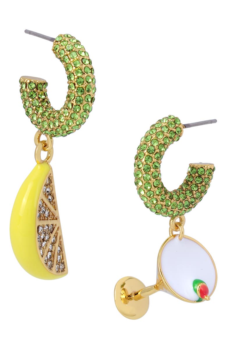 Kurt Geiger London Lemon & Martini Mismatched Huggie Earrings, Main, color,