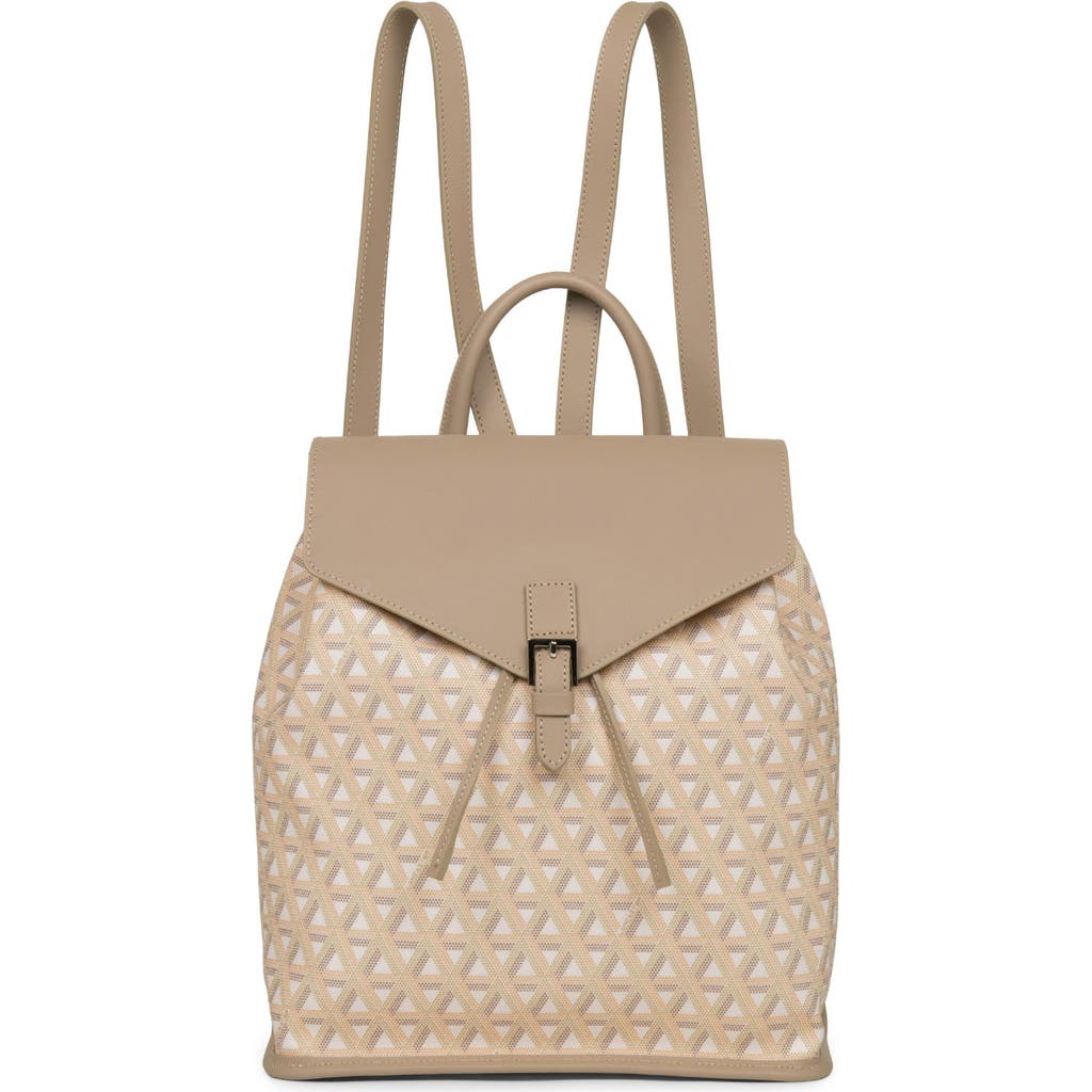 Lancaster Backpack With Flap And Snap Closure Ikon In Beige