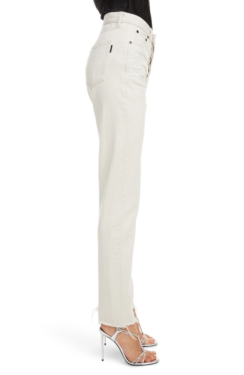 Saint Laurent High Waist Slim Jeans, Alternate, color,