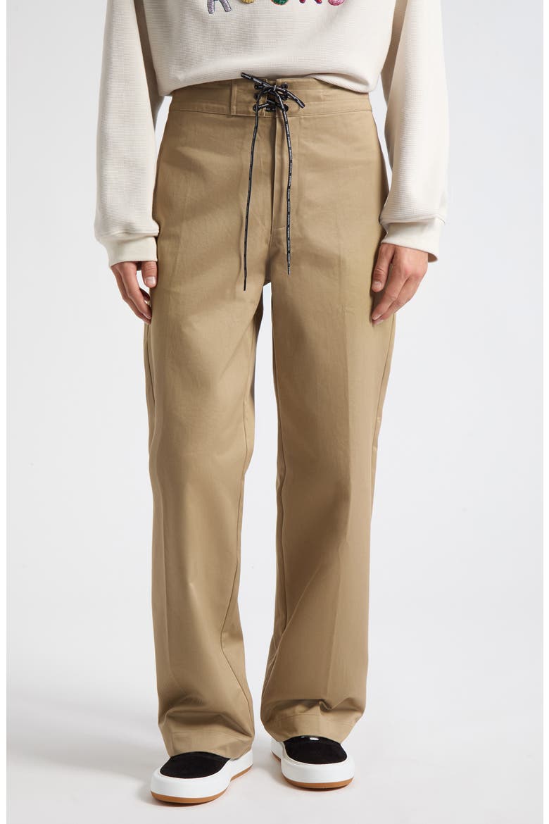 Drawstring Cotton Twill Trousers, Main, color, SAND SUITING