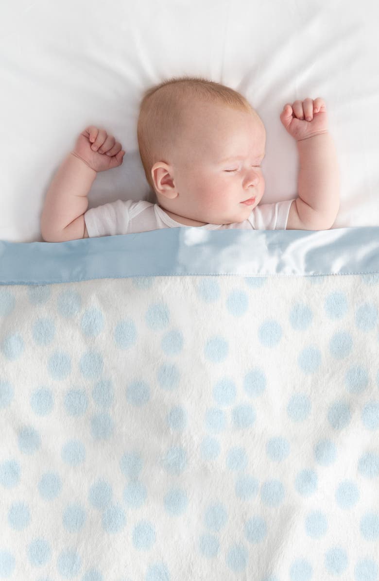 Little Giraffe Confetti Satin Trim Blanket, Alternate, color, Blue