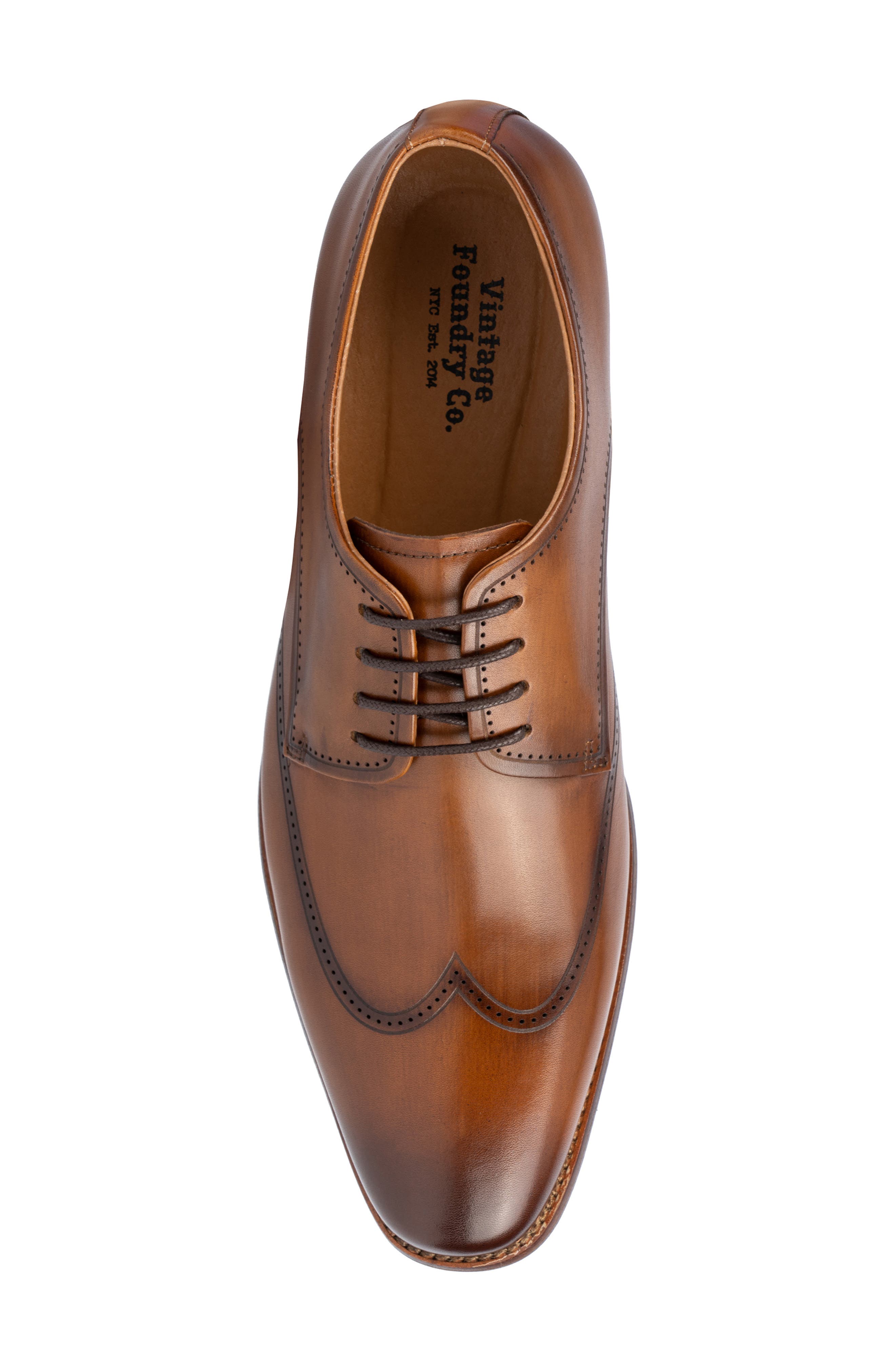 VINTAGE FOUNDRY Orton Wingtip Derby, Alternate, color, Cognac