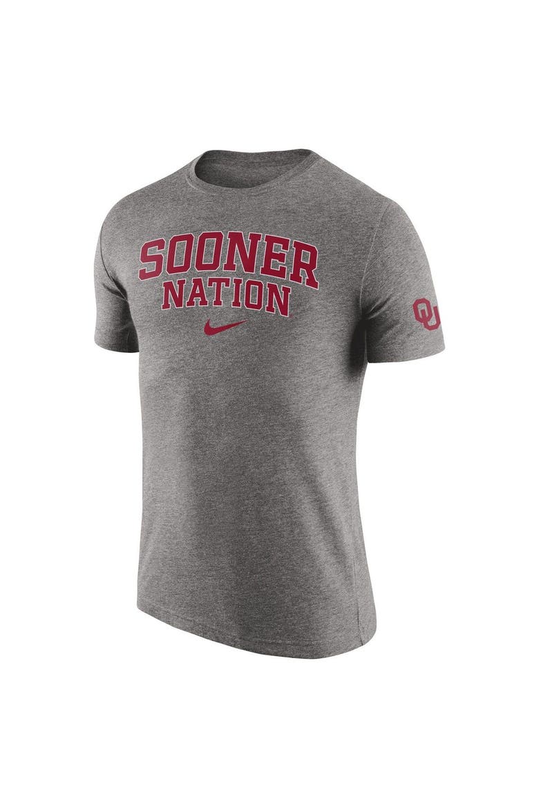 Men's Nike Heathered Gray Oklahoma Sooners 2-Hit Tri-Blend T-Shirt, Alternate, color, Heather Gray