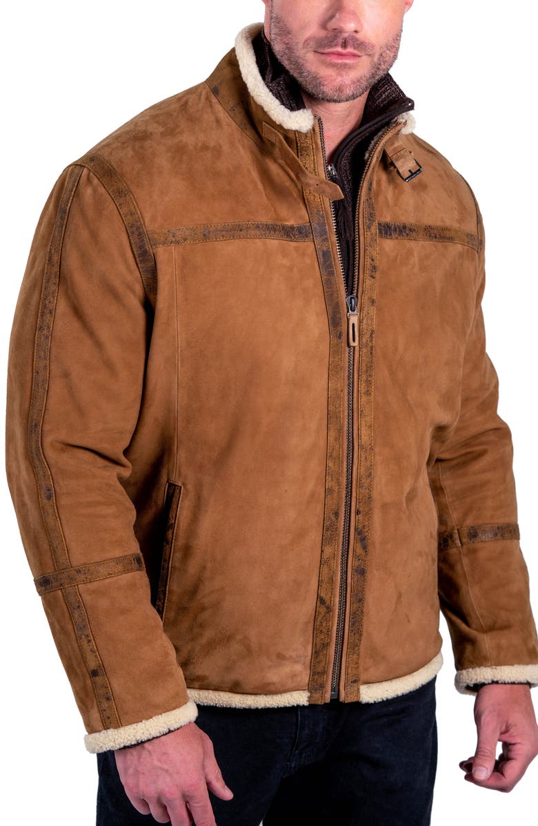 Comstock & Co. Montana Suede Jacket with Genuine Shearling Trim, Alternate, color,