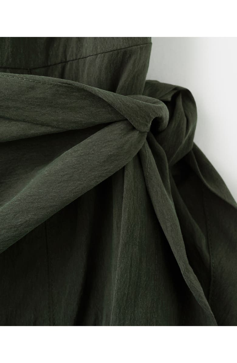 MANGO Sleeveless Sash Tie Dress, Alternate, color, Khaki Green