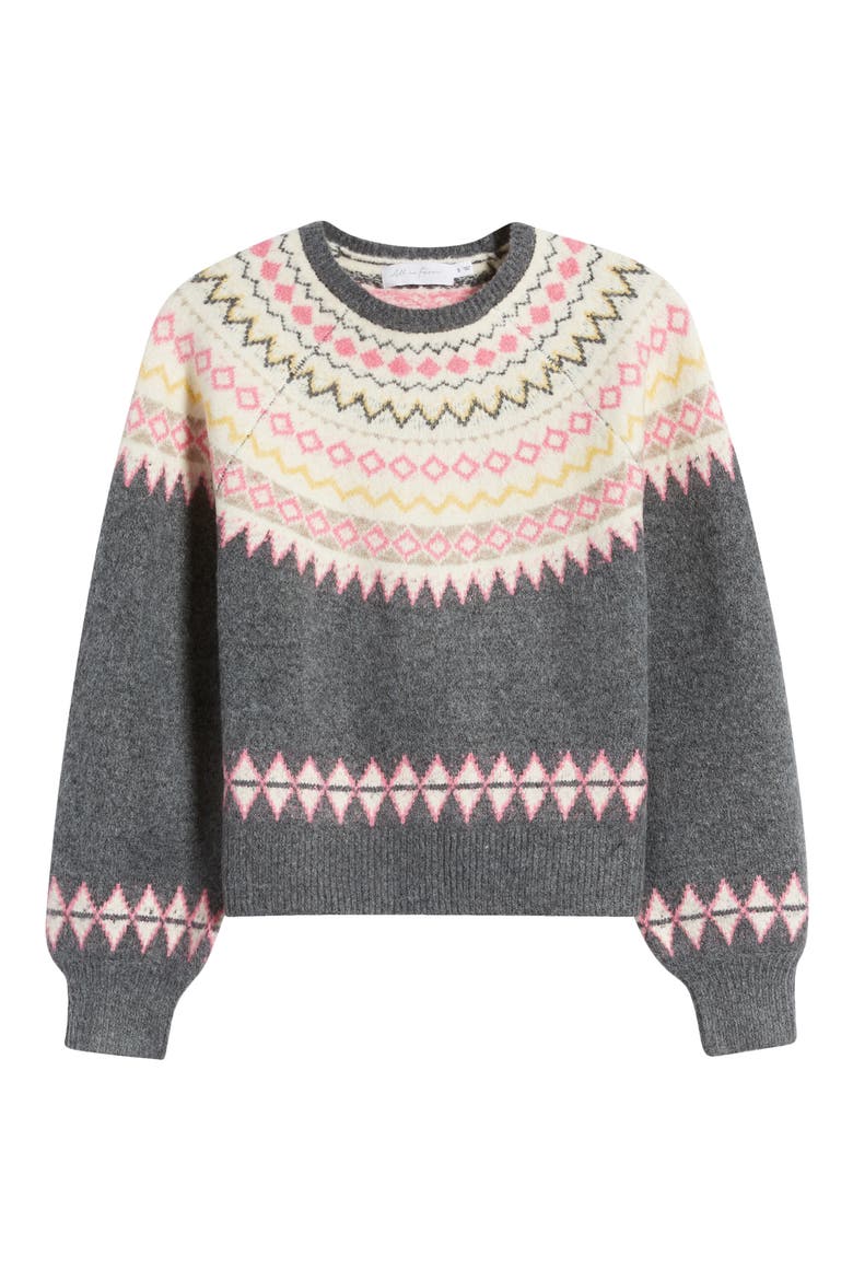 Fair Isle Sweater, Alternate, color, CHARCOAL PINK