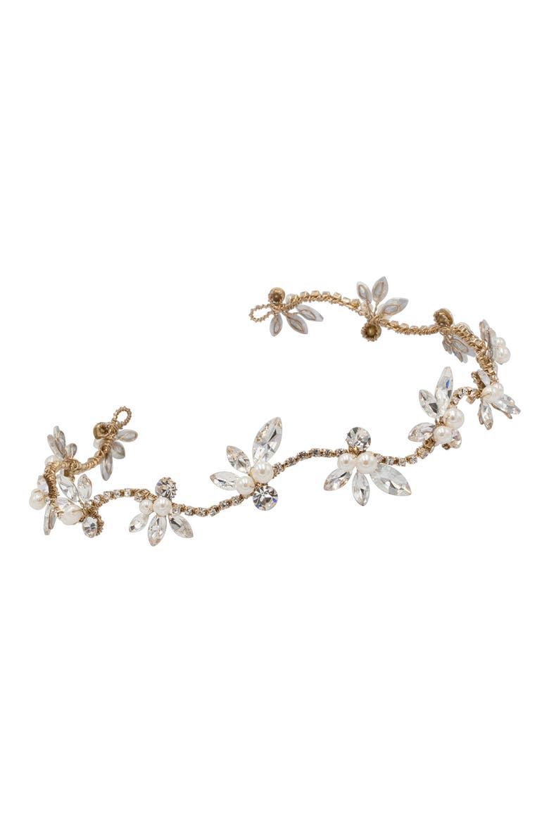 Zaliki Crystal & Faux Pearl Halo Band (Nordstrom Exclusive), Main, color, GOLD