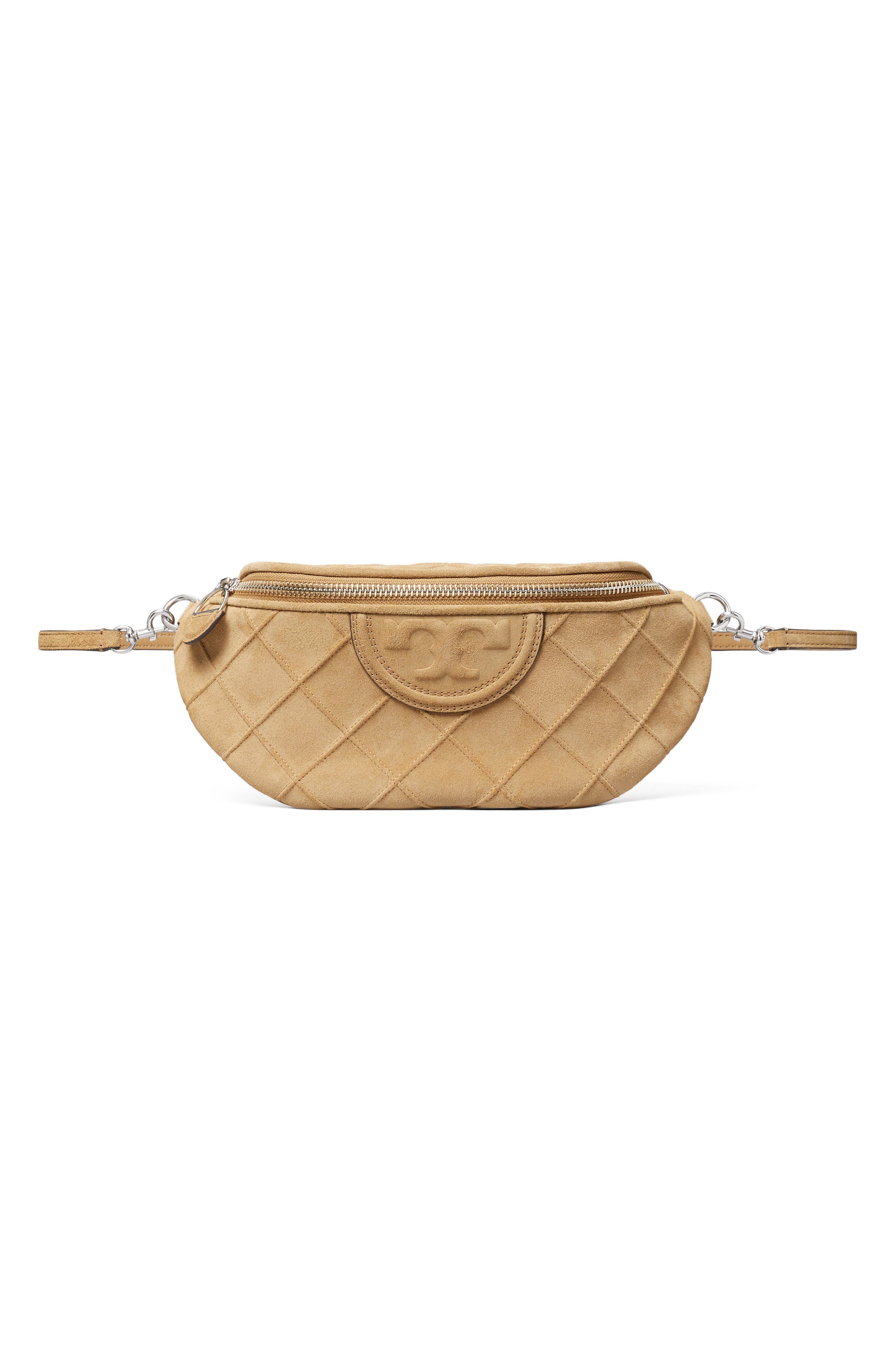 Tory Burch Fleming Soft Quilted Leather Belt Bag, Alternate, color, Stone