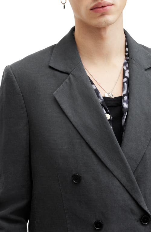 Allsaints Mens Slate Grey Tansey Double-breasted Woven Blazer In Slate Grey