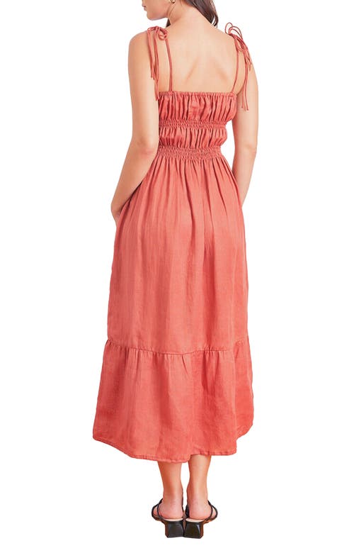 Paneros Clothing Emilia Linen Midi Dress In Red