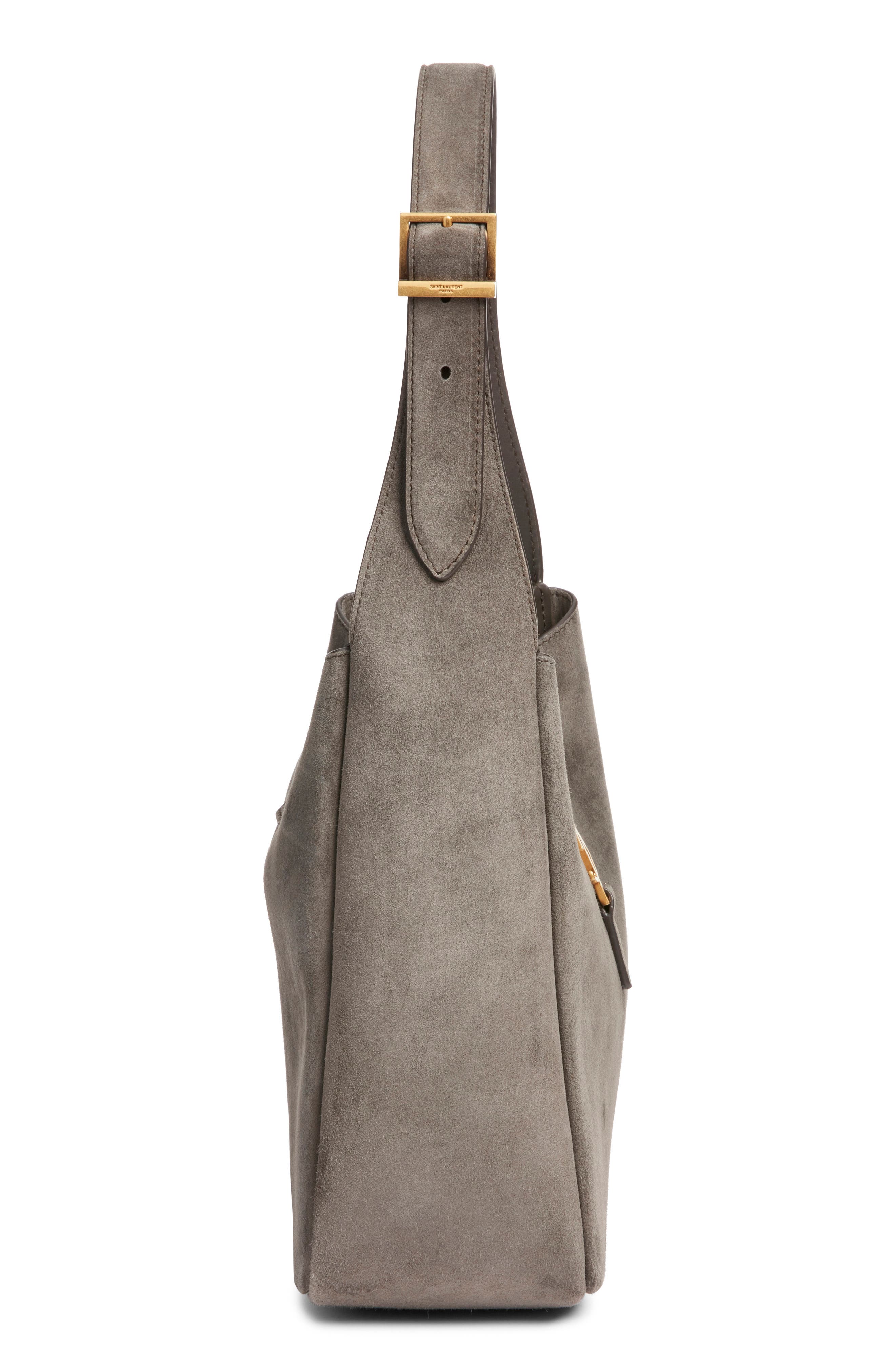 Saint Laurent Small Le 5 À 7 Suede Shoulder Bag, Alternate, color, Urban Grey