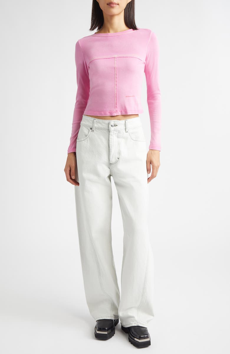 Eckhaus Latta Lapped Long Sleeve Baby T-Shirt, Alternate, color, Bubblegum