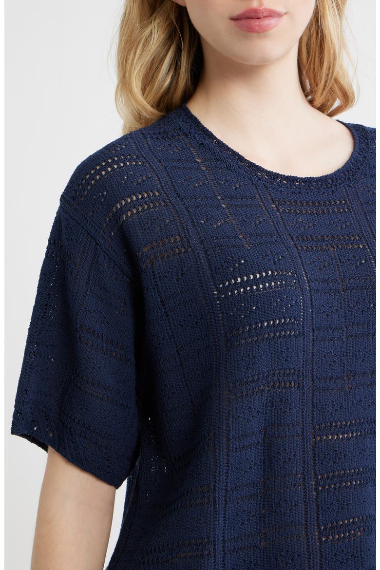 Morgan Pointelle Stitch Sweater, Alternate, color, NAVY