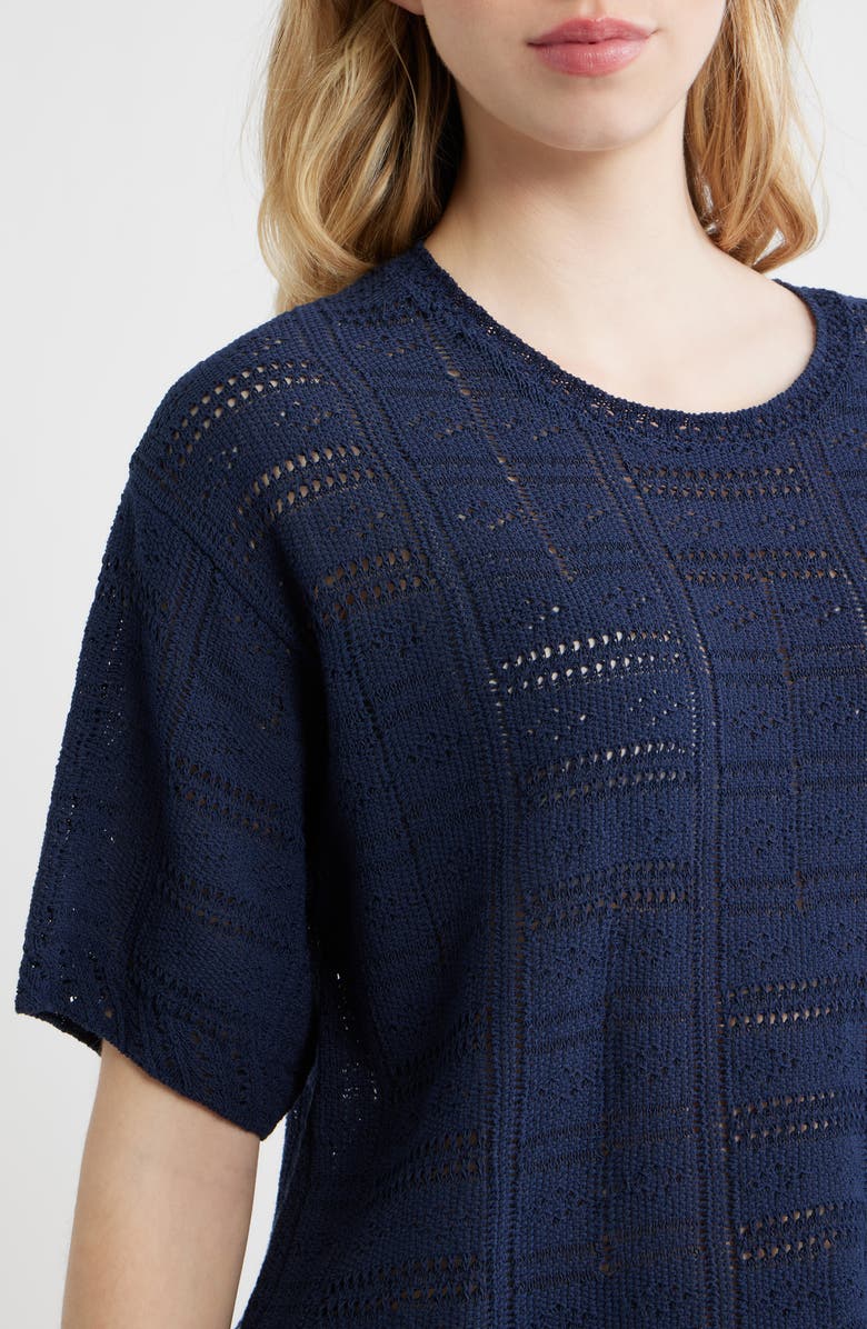 rag & bone Morgan Pointelle Stitch Sweater, Alternate, color, Navy