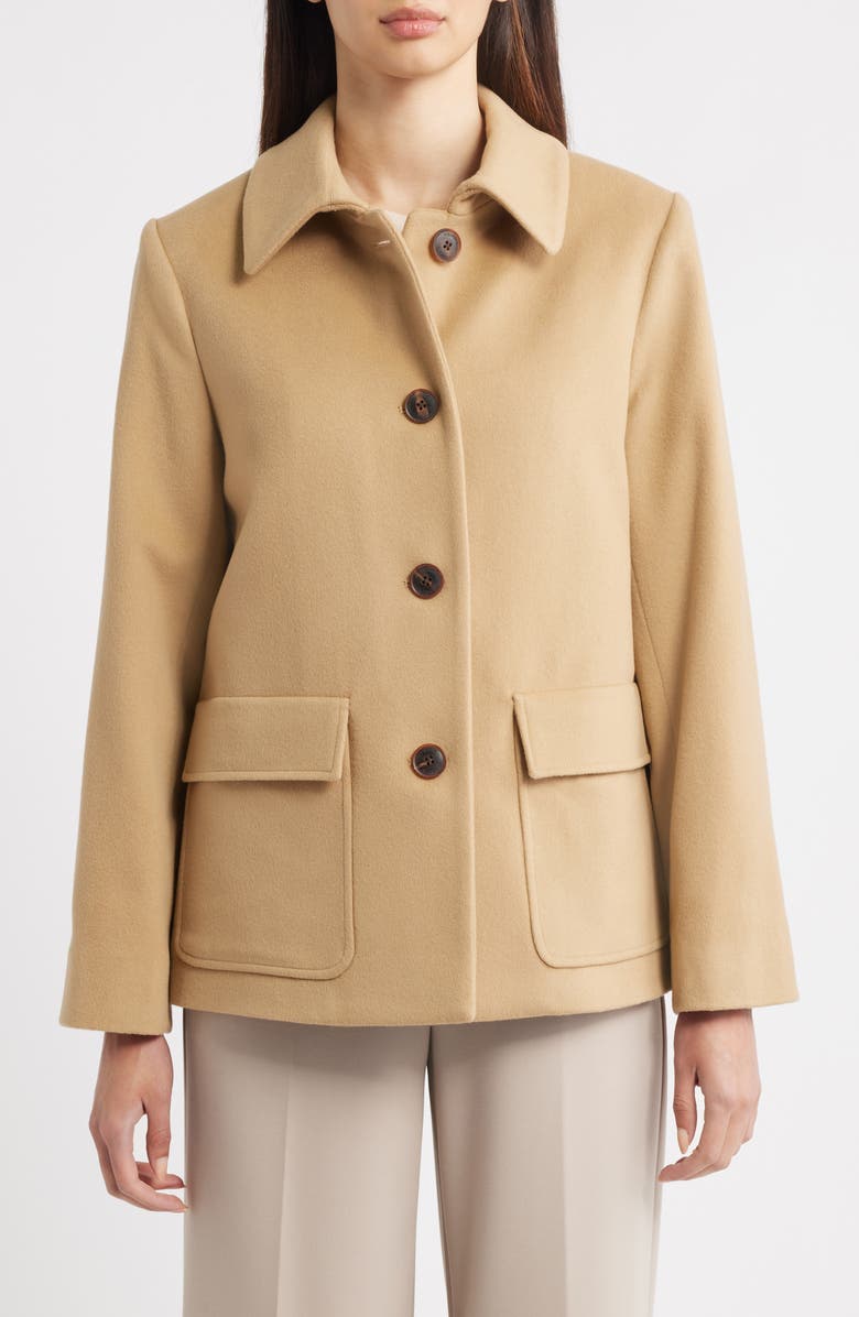 Fleurette Dylan Wool Barn Jacket, Main, color, Camel