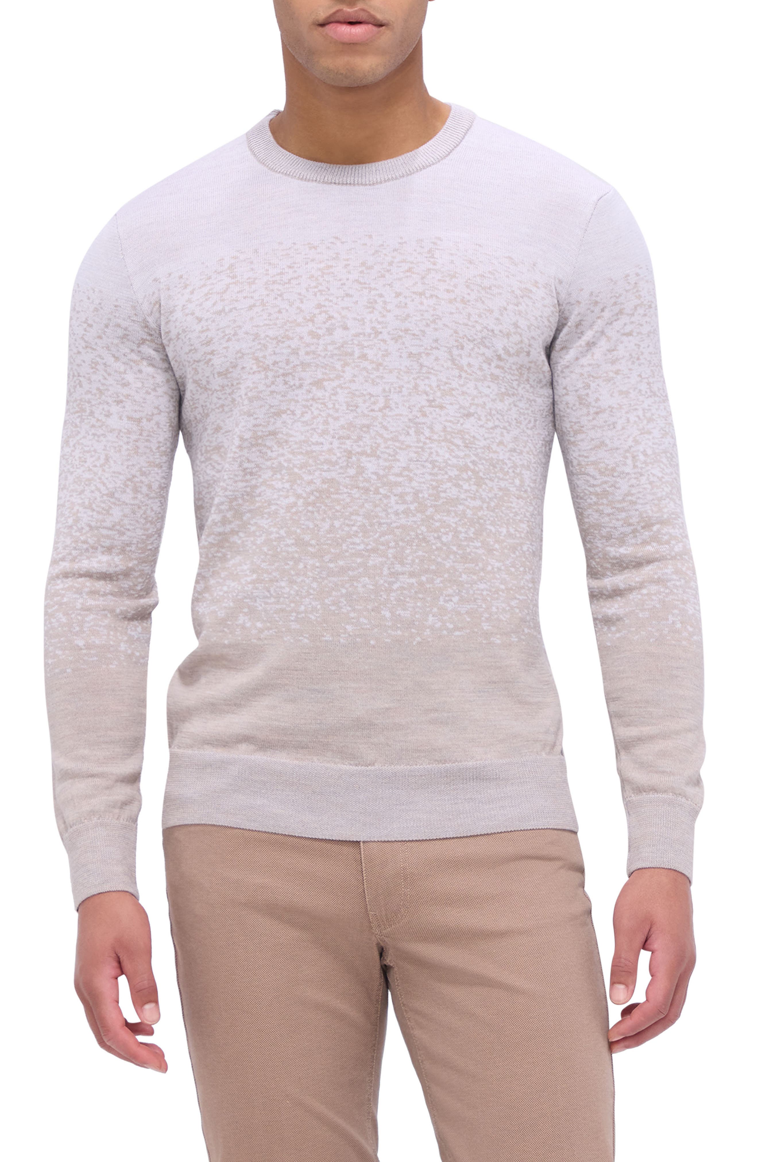 Pattern Crewneck Merino Wool Sweater
