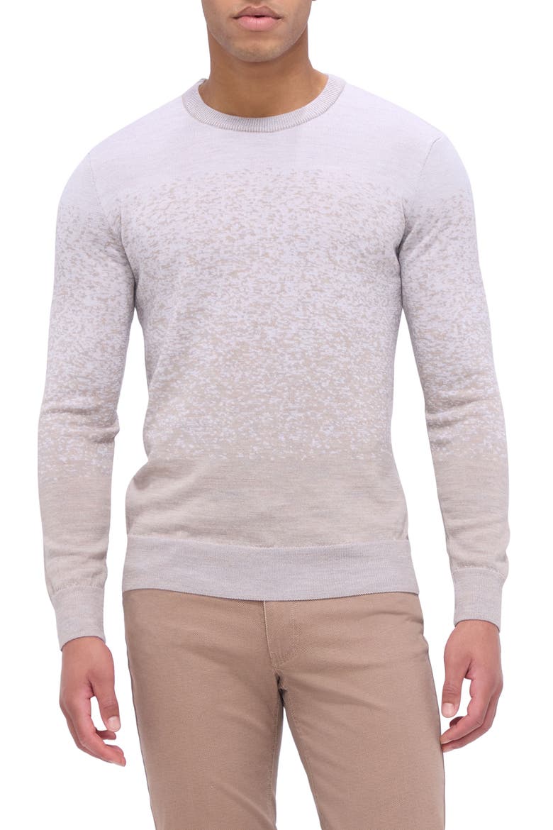 Pattern Crewneck Merino Wool Sweater, Main, color, CHALK