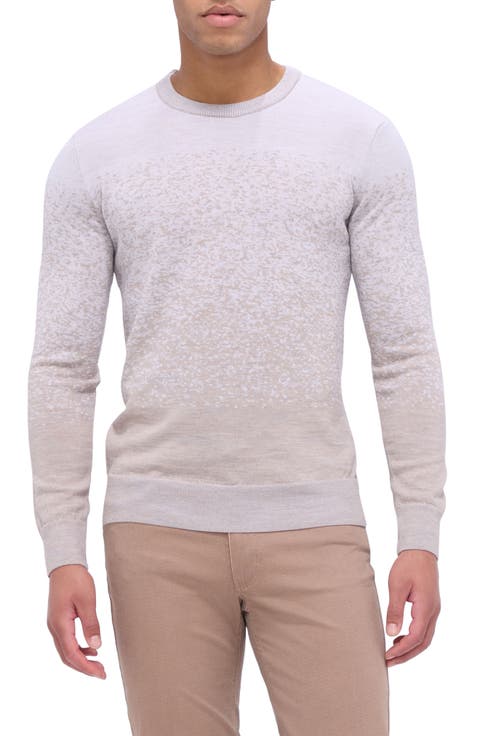 Pattern Crewneck Merino Wool Sweater