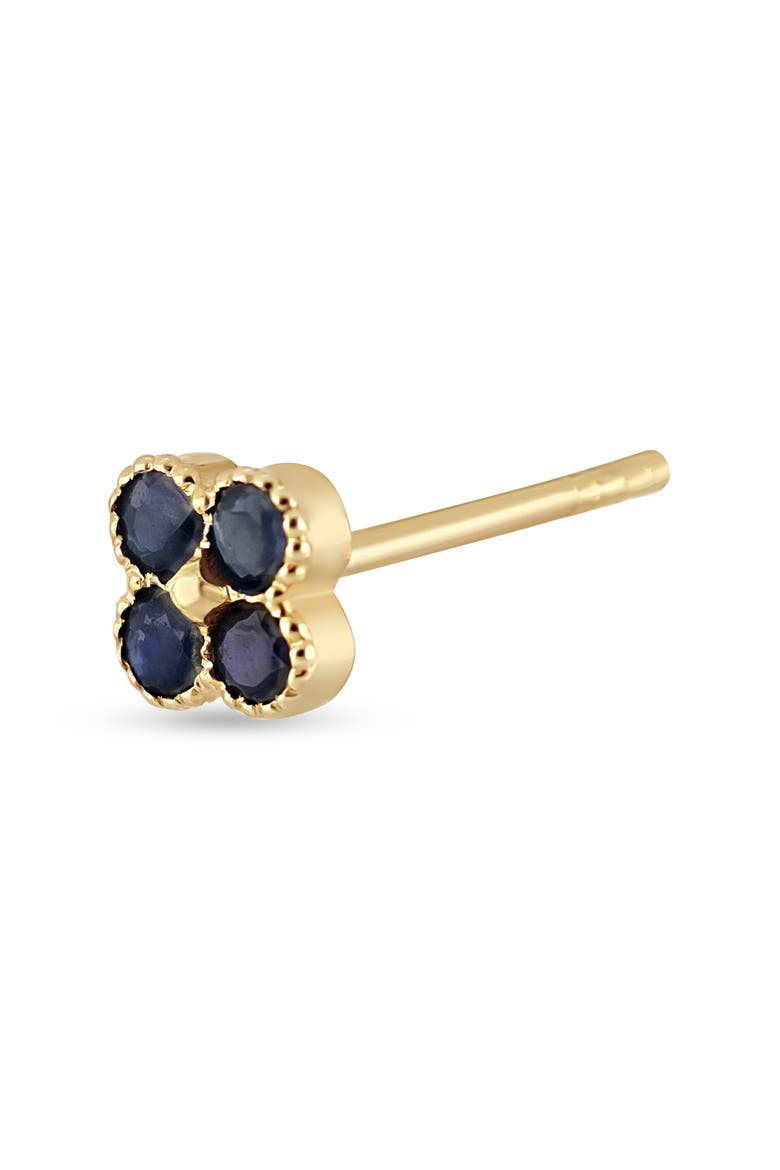18K Gold El Mar Gemstone Clover Stud Earrings, Alternate, color, 18K YELLOW GOLD/ SAPPHIRE