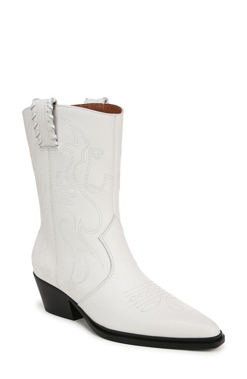Franco Sarto Bianca Pointed Toe Western Boots In White/black