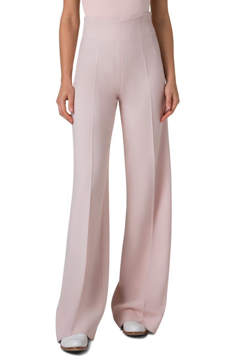 Akris Fiyuki Wool Blend Double Face Wide Leg Pants, Main, color, Pale Pink