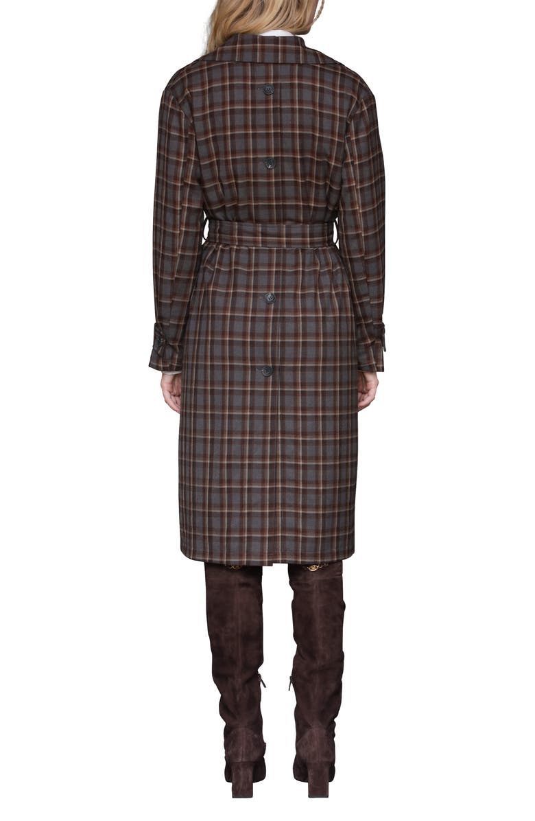 Avec Les Filles Plaid Button Back Belted Trench Coat, Alternate, color, 