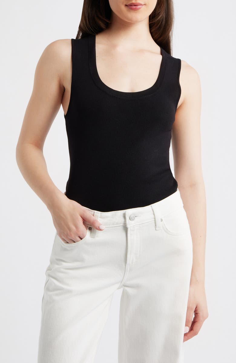 MANGO Sleeveless Rib Top, Main, color, Black