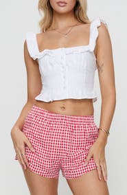 Princess Polly Isadoria Ruffle Trim Cotton & Linen Tank