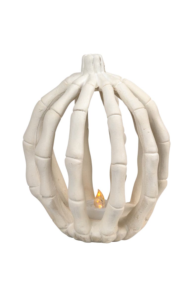Northlight LED Lighted Skeleton Pumpkin Halloween Decoration - 6.25", Alternate, color, Beige