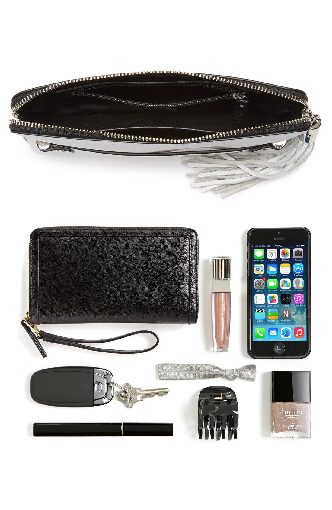 'Astor' Pebbled Leather Clutch, Alternate, color, WHITE