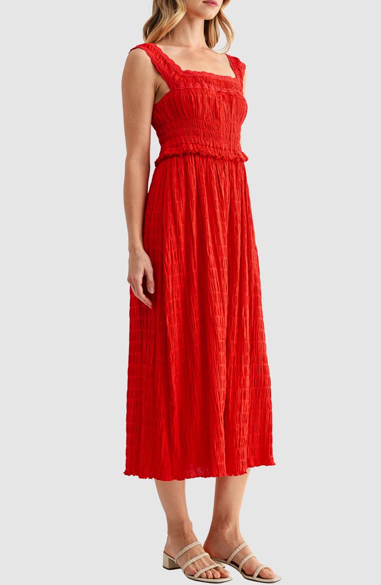Lush Square Neck Midi Dress, Alternate, color, Red