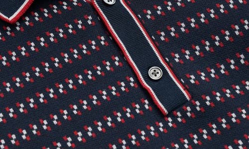 Brooks Brothers Geo Jacquard Tipped Cotton Polo Sweater In Red